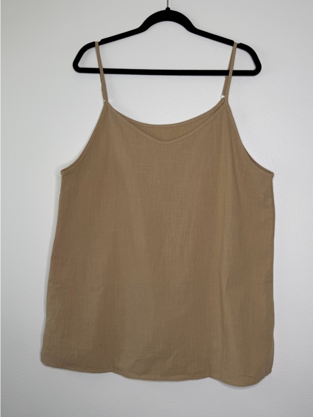 Neutral Linen Blend Cami XL Beige Tank Top Minimalist Summer - Picture 2 of 6